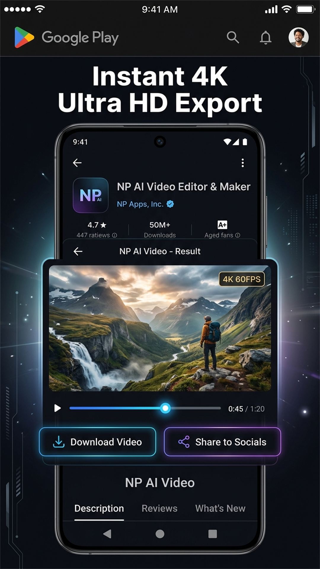NP AI Video Ultra HD Export